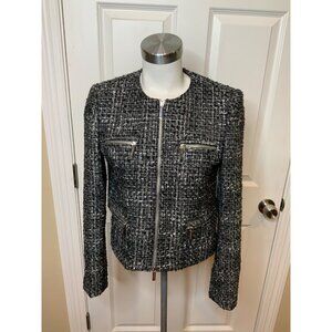 Michael Kors Gray Tweed Zip-Up Jacket, Size 8